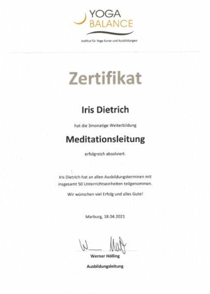 Meditations-Zertifikat Iris Dietrich Naturerlebnis YOGA